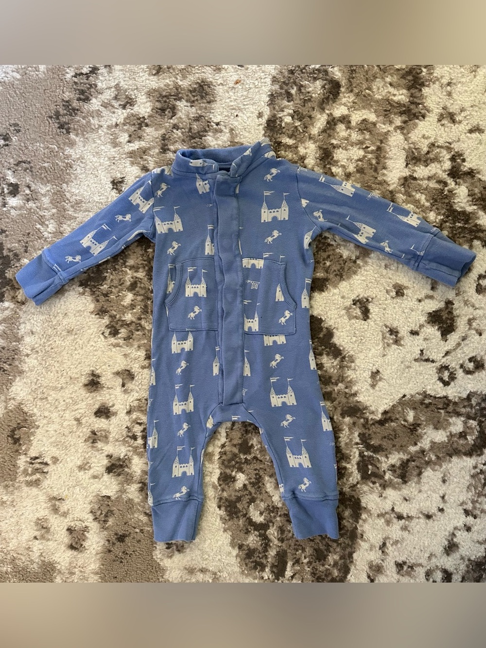 Magnetic Me Blue Castle Print One-Piece Footie